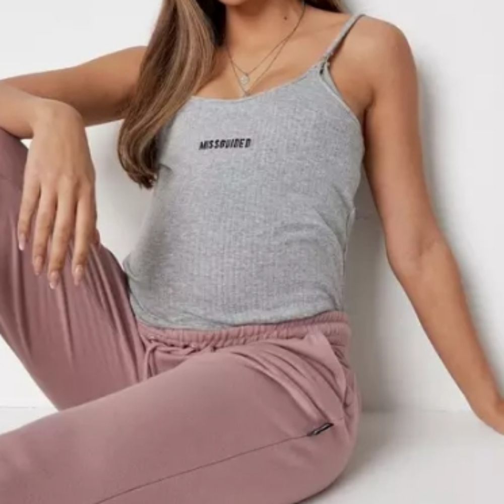 Grey and black rib maternity cami